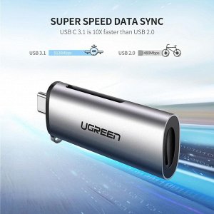 Картридер USB-C TF/SD (CM184) Ugreen (для 2 карт)