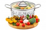 Кастрюля 3,1 л ГАРМОНИЯ ВКУСА &quot;Серебро&quot; С КРЫШКОЙ ф20, 30*21,7*15,5 см + деколь