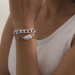 GRANDE STELLA Набор женских браслетов под серебро с барочным жемчугом