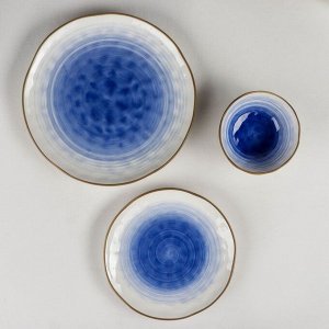 Сервиз керамический столовый Доляна «Космос», 16 предметов: 4 тарелки d=21 см, 4 тарелки d=27,5 см, 4 миски d=13 см, 4 кружки 400 мл, цвет синий