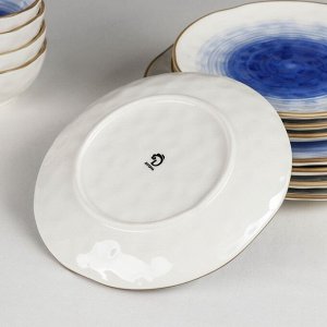 Сервиз керамический столовый Доляна «Космос», 16 предметов: 4 тарелки d=21 см, 4 тарелки d=27,5 см, 4 миски d=13 см, 4 кружки 400 мл, цвет синий