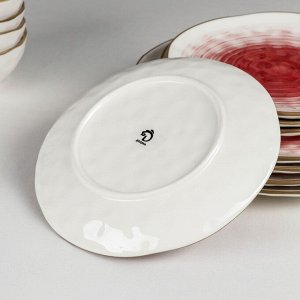 Сервиз керамический столовый Доляна «Космос», 16 предметов: 4 тарелки d=21 см, 4 тарелки d=27,5 см, 4 миски d=13 см, 4 кружки 400 мл, цвет красный
