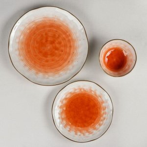 Сервиз керамический столовый Доляна «Космос», 16 предметов: 4 тарелки d=21 см, 4 тарелки d=27,5 см, 4 миски d=13 см, 4 кружки 400 мл, цвет оранжевый