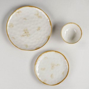 Набор посуды керамический Доляна «Космос», 16 предметов: 4 тарелки d=21 см, 4 тарелки d=27,5 см, 4 миски d=13 см, 400 мл, 4 кружки 400 мл, цвет белый