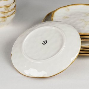Набор посуды керамический Доляна «Космос», 16 предметов: 4 тарелки d=21 см, 4 тарелки d=27,5 см, 4 миски d=13 см, 400 мл, 4 кружки 400 мл, цвет белый
