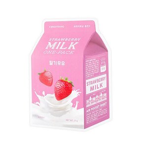 Тканевая маска для лица с экстрактом клубники Strawberry Milk One-Pack