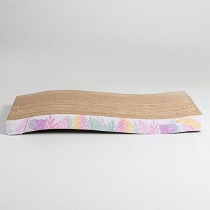 Когтеточка из картона с кошачьей мятой «Тропические листья», волна, 45 x 21 x 3.5 см