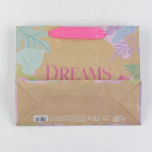 Пакет крафтовый подарочный «Dreams», 22 ? 17,5 ? 8 см