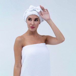 Набор для бани и ванной Этель «Вафля» полотенце 70*140 см+чалма 21*25 см, цв.белый