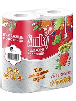 Полотенца бумажные 2х слойные &quot;SunDay&quot; 2 рулона по 47 листов