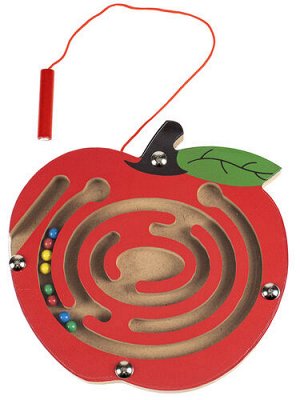 Игрушка деревянная Лабиринт с шариками "Яблоко" ,14,5*15 см