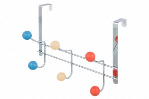 Вешалка на дверь 28*12*20 см "Разноцветная" 6 крючков красный, бежевый, синий
