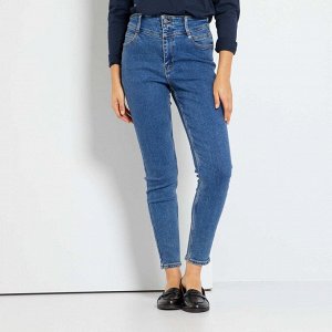 Облегающие джинсы с высокой посадкой - голубой