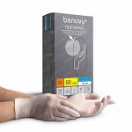 BENOVY Nitrile MultiColor, перчатки нитриловые, белые, M, 50 пар в упаковке