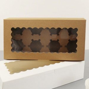 Коробка для капкейков на 8 ячеек, 31.3*16*7.5 см (коричневый)