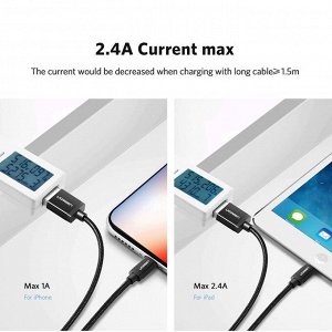 Кабель USB-Lightning в ABS-пластике 1,50 м. для Apple черный (US199)