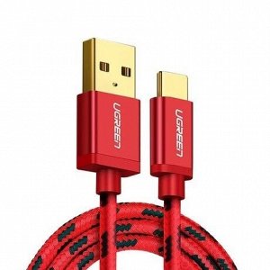 Кабель USB 3.0 Type C в оплетке нейлоновой 1,50 м. красный Ugreen