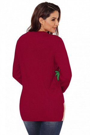 Бордовый свитер с Сантой и пальмами