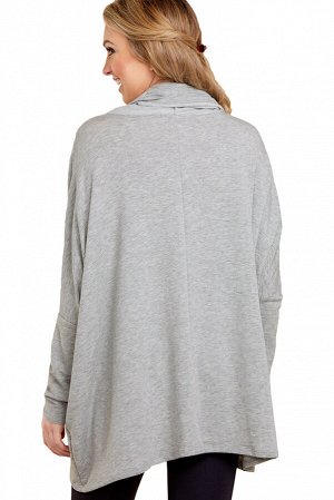 Серый пуловер-пончо с объемным воротом