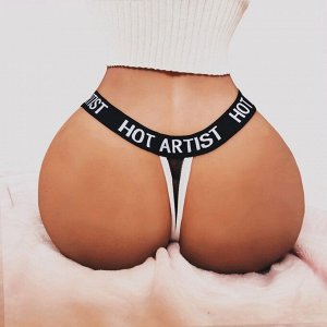 Белые женские трусики с надписью на талии: Hot Artist