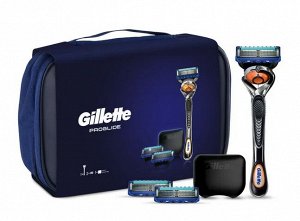 Подарочный набор: Бритва GILLETTE FUSION ProGlide FlexBall c 2 сменными кассетами, дорожным чехлом и дорожной косметичкой