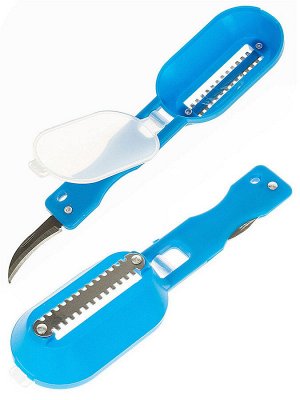 Рыбочистка пластиковая с контейнером и металлическим ножом для быстрого отделения чешуи