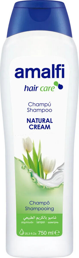 AMALFI Шампунь-крем для волос 750мл семейный Натуральный "Natural Cream",для всех типов волос /16шт/