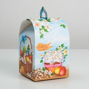 Дарите Счастье Коробка кондитерская складная, упаковка на Пасху «Вкусный Кулич», 16.5*14.5*21 см