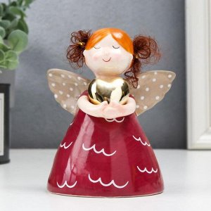 Сувенир керамика "Ангелочек с кудряшками, с сердечком" 11,8х8,5х9,5 см
