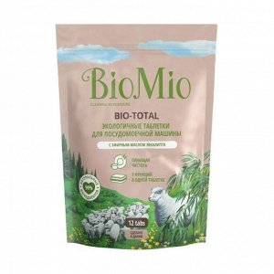 Таблетки для посудомоечной машины Bio-Total с маслом эвкалипта, Biomio, 12шт