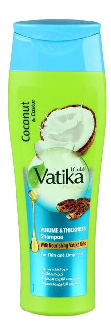 Dabur Vatika Naturals Coconut &amp; Castor Volume and Thickness Shampoo 200ml Шампунь Объём и Толщина для Волос Кокос и Касторовое Масло 200мл