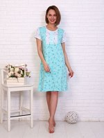Сорочка с кружевом стрейч, ментоловый (808-4)