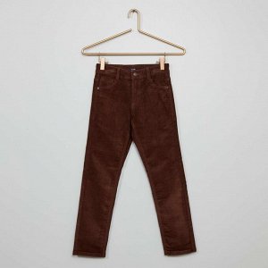 Узкие брюки из вельвета - коричневый