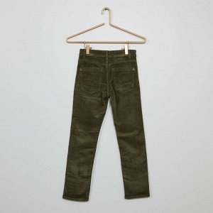 Узкие брюки из вельвета - темно-зеленый