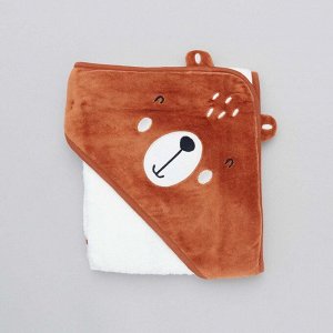 Комплект из полотенца с капюшоном и банной рукавицы - медведь