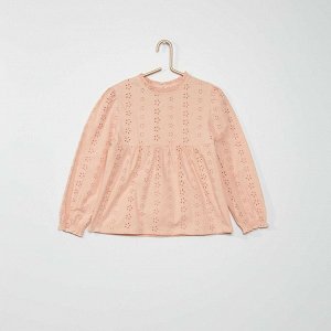 Блузка с английской вышивкой - розовый