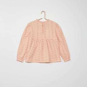 Блузка с английской вышивкой - розовый