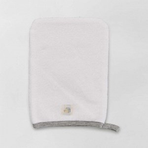 Махровое полотенце-накидка и банная рукавица - серый