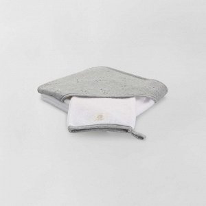 Махровое полотенце-накидка и банная рукавица - серый