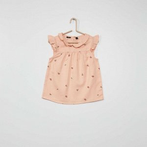 Блузка с рукавами в оборку - розовый