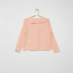 Рубашка с воротничков из тонкого хлопка - розовый