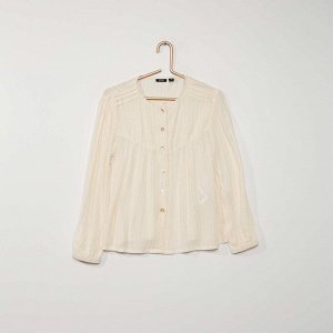 Рубашка из блестящего крепа - белый мел