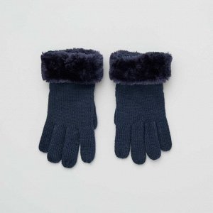 Перчатки с отворотами из искусственного меха - синий