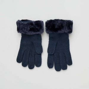 Перчатки с отворотами из искусственного меха - синий