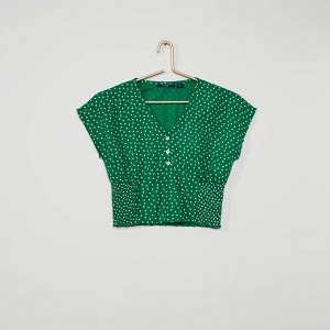 Блузка со сборками - зеленый