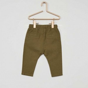 Льняные брюки - зеленый лишайник