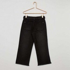 Укороченные джинсы из экологически чистого материала с эффектом выцветших оттенков - черный