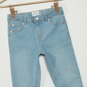 Узкие джинсы из экологического материала - голубой