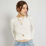 Футболка из трикотажа в рубчик - снежно-белый