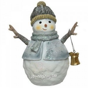 Декоративная статуэтка Снеговик Ингвар с колокольчиком 14 см (Kaemingk)